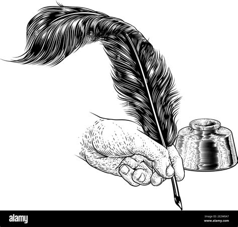 Quill pen ink well paper Stock Vector Images - Alamy