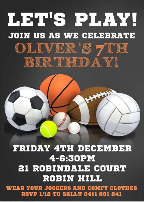 Sports Birthday Party Invitations Olaf Birthday Party, Sports Themed Birthday Party, Basketball ...