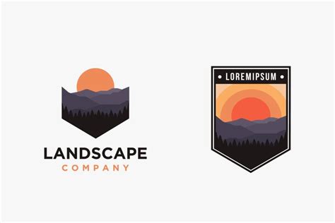 Mountains and forest landscape logo