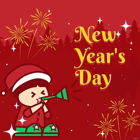 New Year's Day Cartoon Vector in Illustrator, EPS, JPG, PNG, PSD, SVG ...