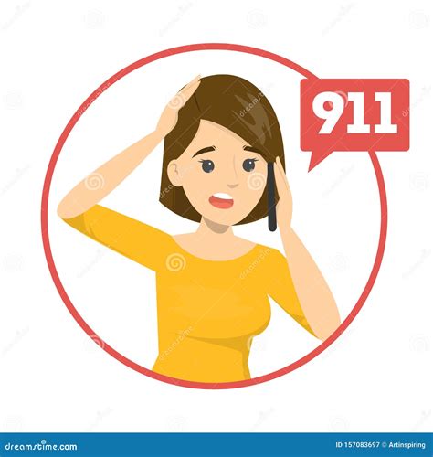 Woman Call 911. Emergency Situation, Person in Danger Stock Vector - Illustration of phone ...