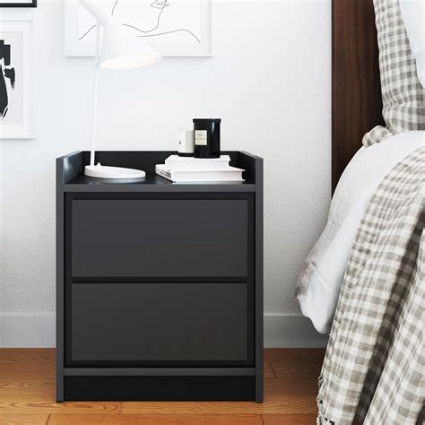 Premier Aragona Mid-Century Modern Low Profile Nightstand, Black - Walmart.com - Walmart.com