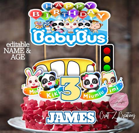 Baby bus cake topper personalized name and age | Lazada PH