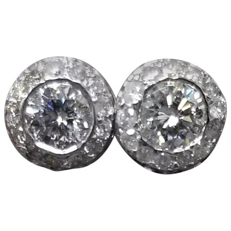 .75 Carat Diamond Stud with Halo For Sale at 1stDibs | 75 carat diamond earrings price, .75 ...