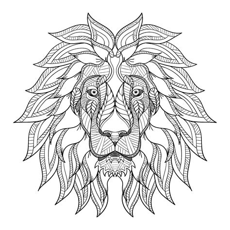 Tete de lion et criniere - Lions - Coloriages difficiles pour adultes