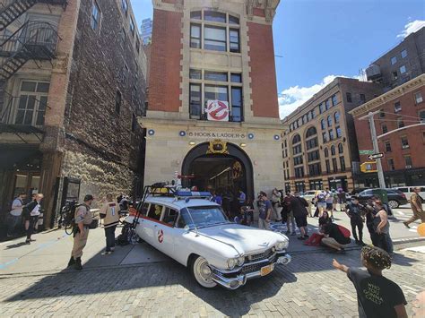 Fans converge to New York City's Hook & Ladder 8 firehouse to celebrate Ghostbusters Day ...