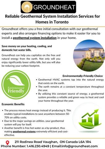 Reliable Geothermal System Installation Services for Homes in Toronto by GrounHeat Systems - Issuu