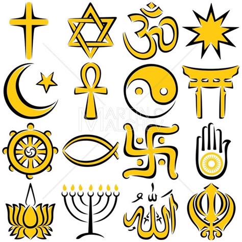 Religious Symbols Illustration. Religion Symbol Set Icon | Etsy