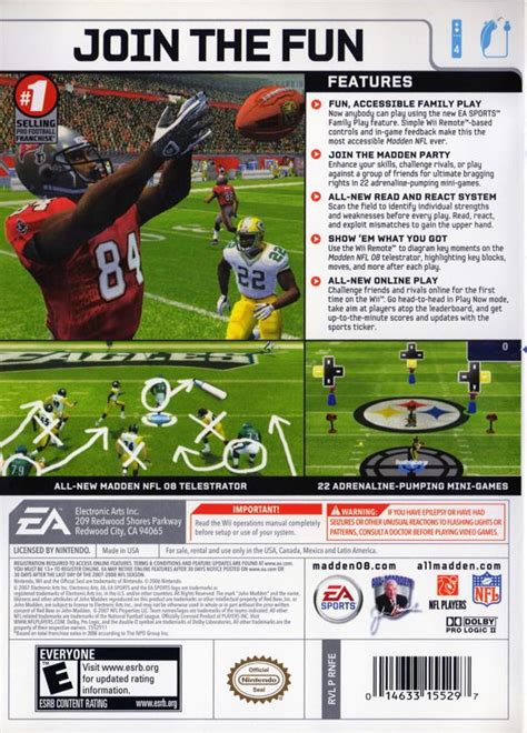 Madden NFL 08 (2007) Wii box cover art - MobyGames