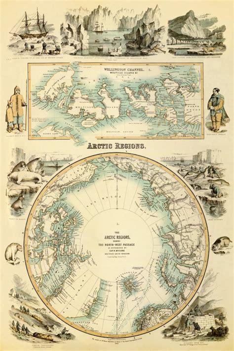 Arctica Map Marvelous Map of the Arctic Regions Arctic Map - Etsy