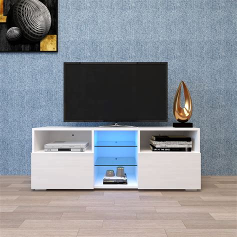 SEGMART TV Stand for 65 Inch TV, 2020 Modern TV Cabinet for Living Room, Minimalist High-Gloss ...