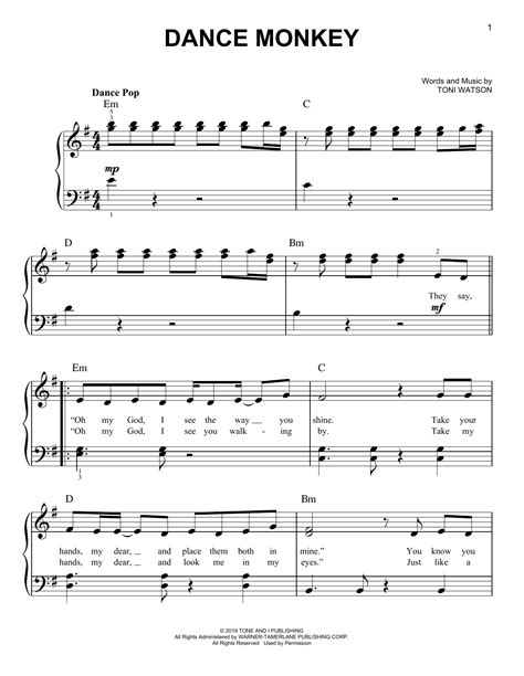 Dance Monkey (Easy Piano) - Print Sheet Music Now