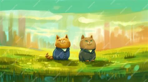 Premium AI Image | A cartoon of two cats in suits with the word cat on ...