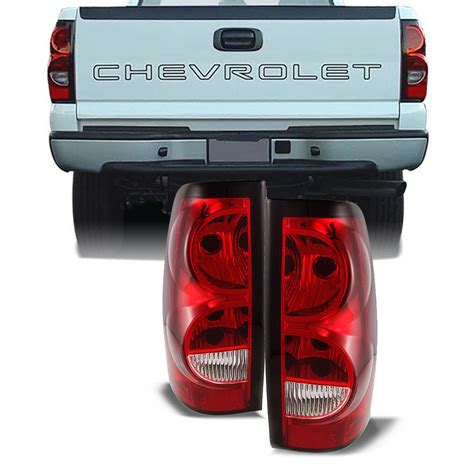 Fit 03-06 Chevy Silverado Pickup Red Clear Tail Lights Replacement ...