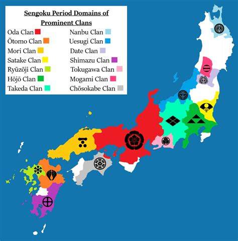 Japanese clan domains during the Sengoku Period,... - Maps on the Web