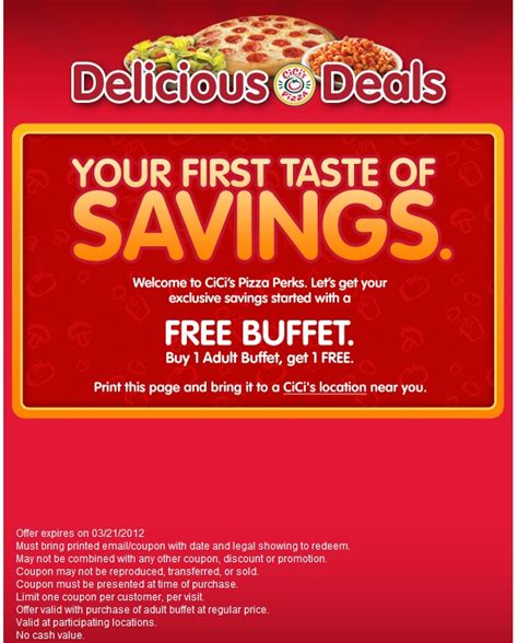 CiCi's Pizza: BOGO Free Printable Coupon