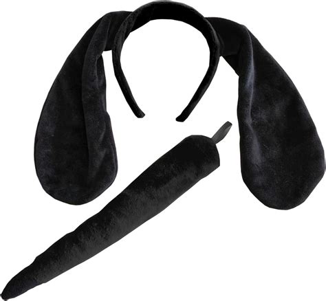 Black Dog Ears Headband Black Puppy Ears and Tail Black Floppy Dog Ears Tail Set : Amazon.co.uk ...