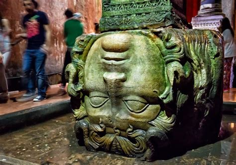 The Head of Medusa in the Basilica Cistern in Istanbul Stock Photo - Image of middle, landmark ...