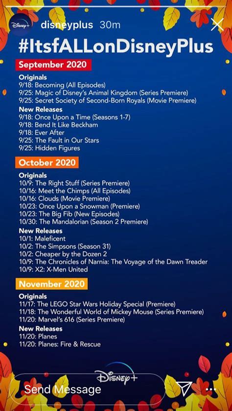 Fall release schedule from Disney Plus Instagram : r/DisneyPlus