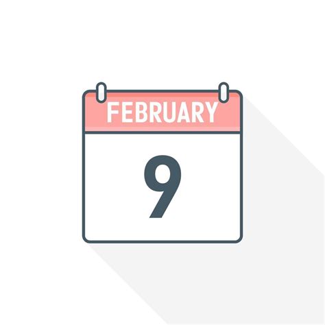 9th February calendar icon. February 9 calendar Date Month icon vector ...