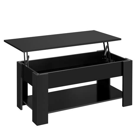 Alden Design Modern 38.6" Wood Lift Top Coffee Table with Lower Shelf, Black - Walmart.com