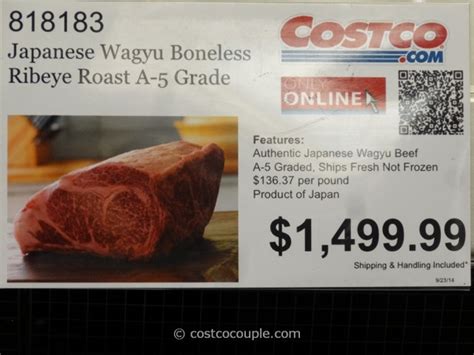 Japanese Wagyu Boneless Ribeye Roast A-5 Grade