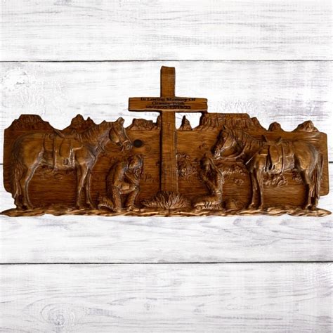 Praying Cowboy and Cowgirl With Cross Real Wood Panel - Etsy