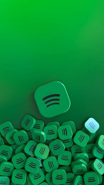 Premium Photo | 3D rendering of a Spotify badge surrounded by other smaller badges. Vertical shot.