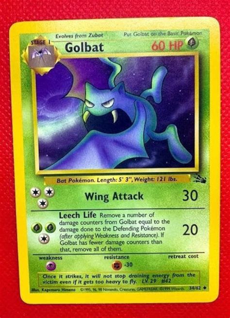 Golbat Fossil Vintage Pokemon Card 34/62 17 Left | Etsy