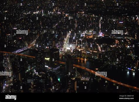 Tokyo Skytree Night View from the top of the observation deck Stock ...