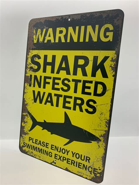 Shark Infested Waters Funny Metal Sign | Etsy