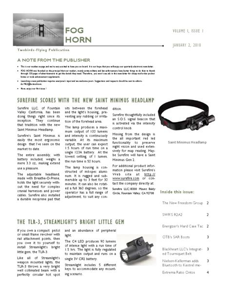 Fog Horn Vol 1 Issue 01 | PDF | Knife | Equipment