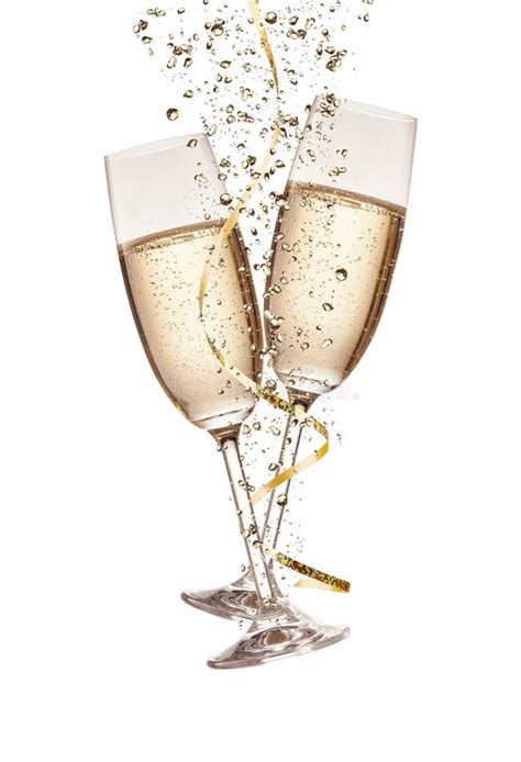 Two Glasses of Champagne with Bubbles, Isolated on Stock Image - Image of splash, celebrate ...