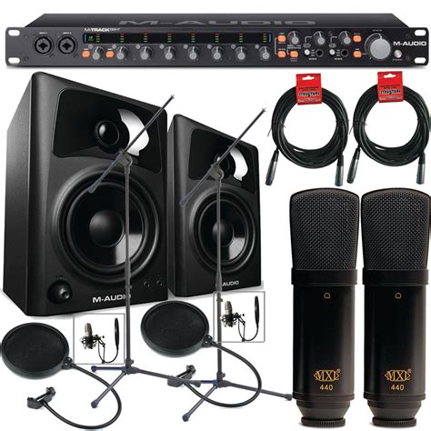 M-Audio M-Track Eight Home Studio Recording Bundle with Mics, Monitors, Stands, and Cables