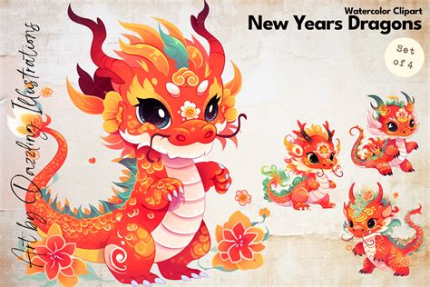 Chinese New Year Dragons Graphic by Dazzling Illustrations · Creative ...