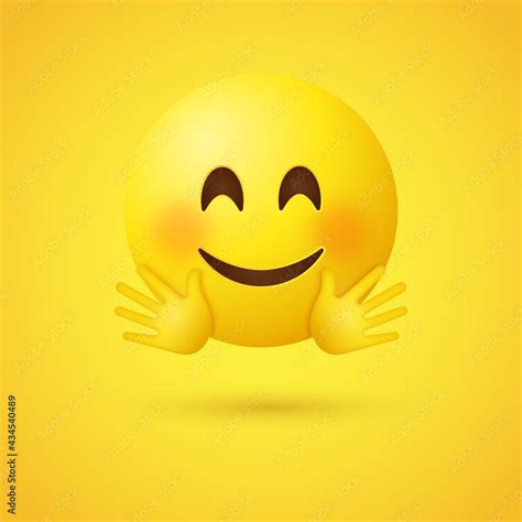 hugging emoji face with two hands - yellow face smiling with open hands, giving a hug, emoticon ...