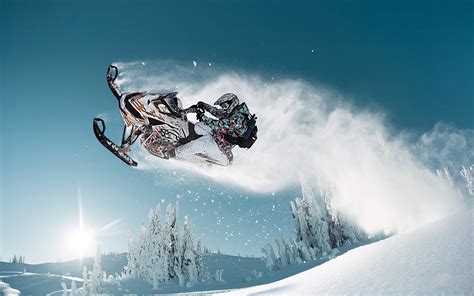 Jumping with a snowmobile