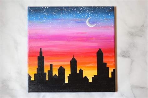 How to Paint a Sunset Cityscape For Beginners (Easy)