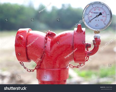 Red Metallic Fire Hydrant Pressure Gauge Stock Photo 238497328 ...