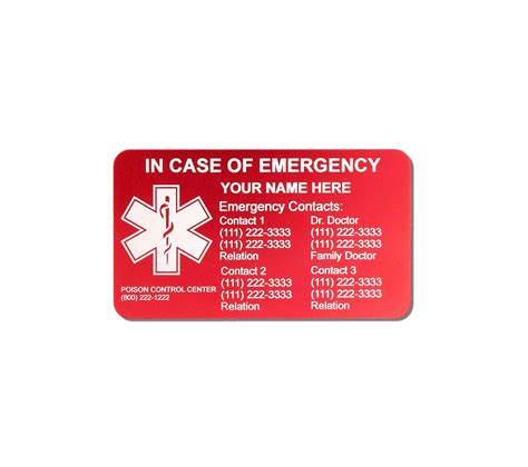 I.C.E. Card, Emergency Card, Anodized Aluminum, in Case of Emergency ...