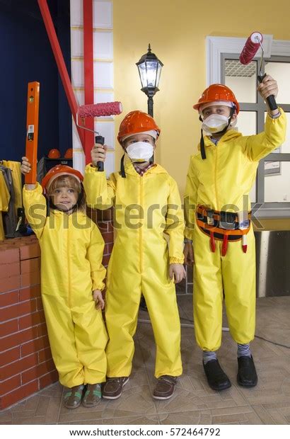 Children Dressed Painters Plumbers Paint Work Stock Photo (Edit Now) 572464792