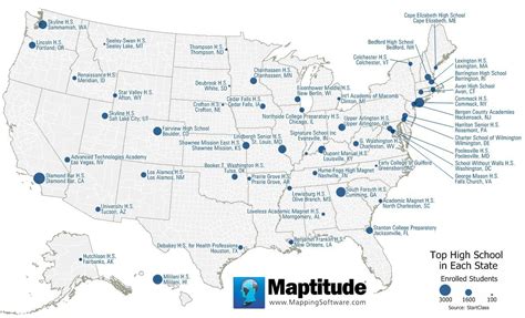 Maptitude Map: Top High Schools