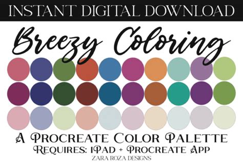 Breezy Coloring Procreate Color Palette Graphic by ZaraRozaDesigns ...