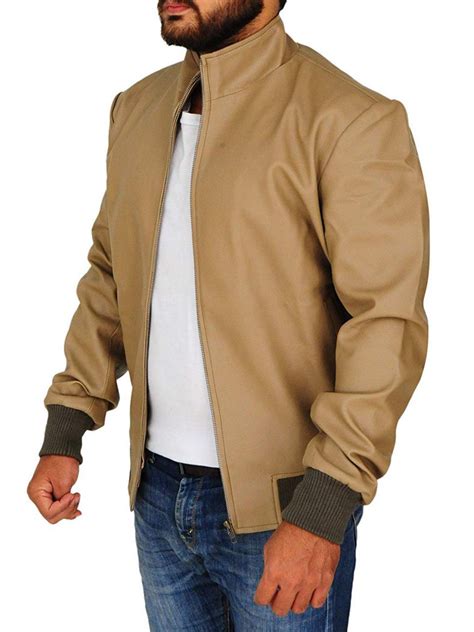 Men’s Classic Antique Beige Leather Jacket – Bay Perfect