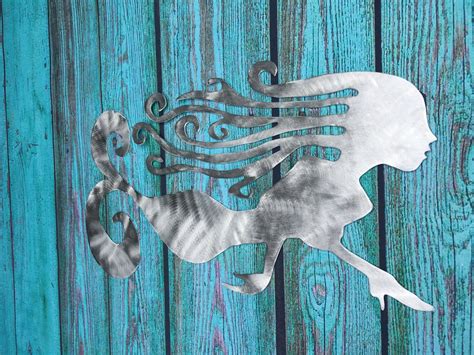 Metal Mermaid wall art for home or garden indoor or