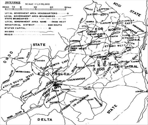 Map Edo state showing the eighteen local government areas (LGA ...