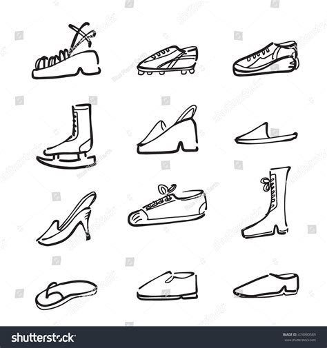 Fashion Sport Shoes Cartoon Drawing Icons: เวกเตอร์สต็อก (ปลอดค่า ...