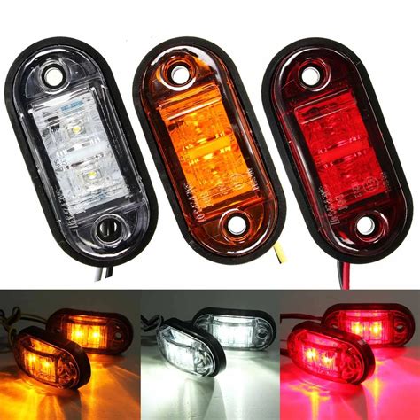 12V 24V Side Marker Light 2 LED Side Marker Blinker Trailer Side Lights Clearance Lamp Bulb For ...