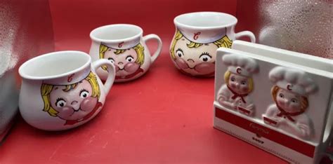 VINTAGE 3 1998 Campbell's Soup Kid Collectible Mugs Bowl & Napkin Holder $26.95 - PicClick