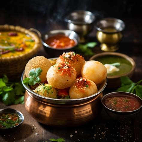 Premium AI Image | Image of Indian street food panI puri